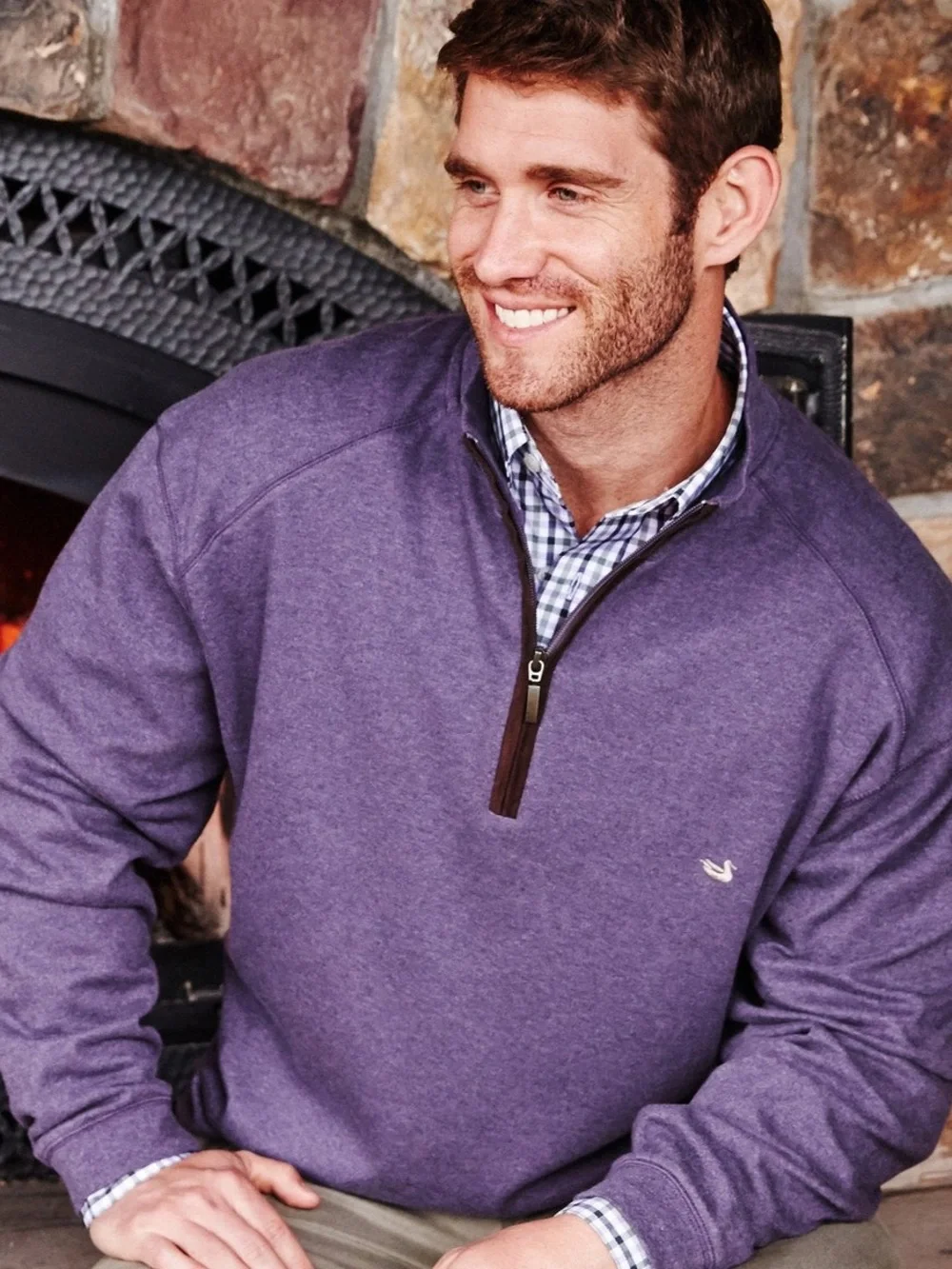 Southern Marsh Men's Heather Purple Quarter-Zip Sweater - size XL